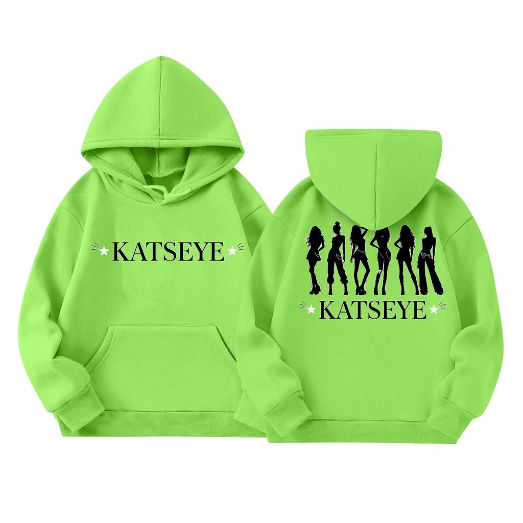Girls' Fashion Long-Sleeve Hooded Sweatshirt with Print and Pockets