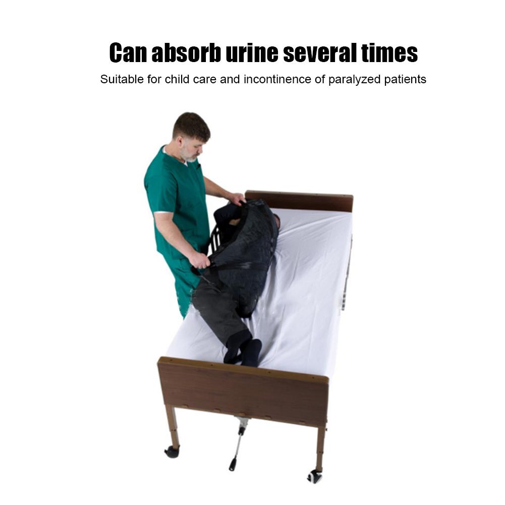 Water Absorb Double-Sided Reuse Waterproof Positioning Transfer Sheet with Handle for Patient(Black