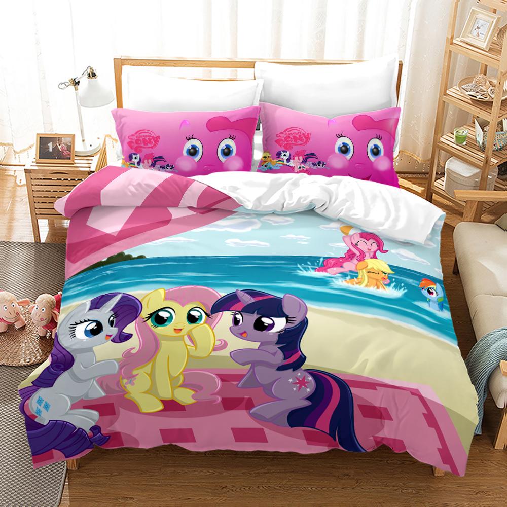 

My Little Pony Комплект постельного белья Пододеяльник Постельные принадлежности Комплекты одеял Размер King Size Хлопок 3D Детский комплект постельного белья 3 предмета 1 пододеяльник EU Single(135*200cm)3pcs