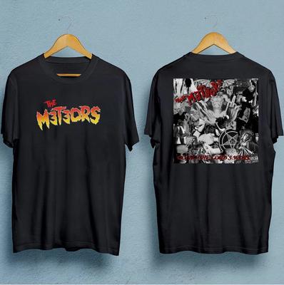 T-shirt a 2 lati della band The Meteors nera Manica corta Tutte le taglie