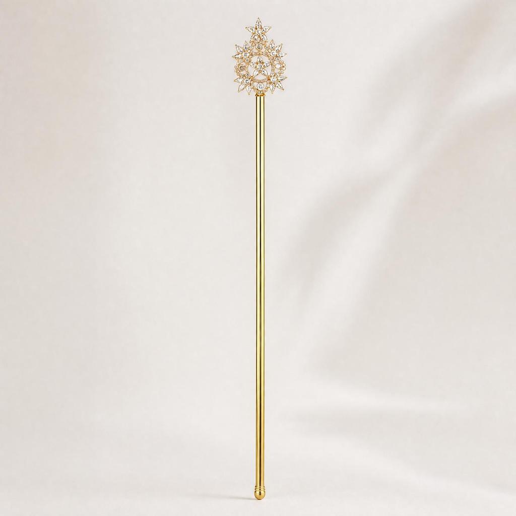 Golden Sorcery Sorcerer's Rod Ornate Star StarTopped Sparkling Costume Prop for