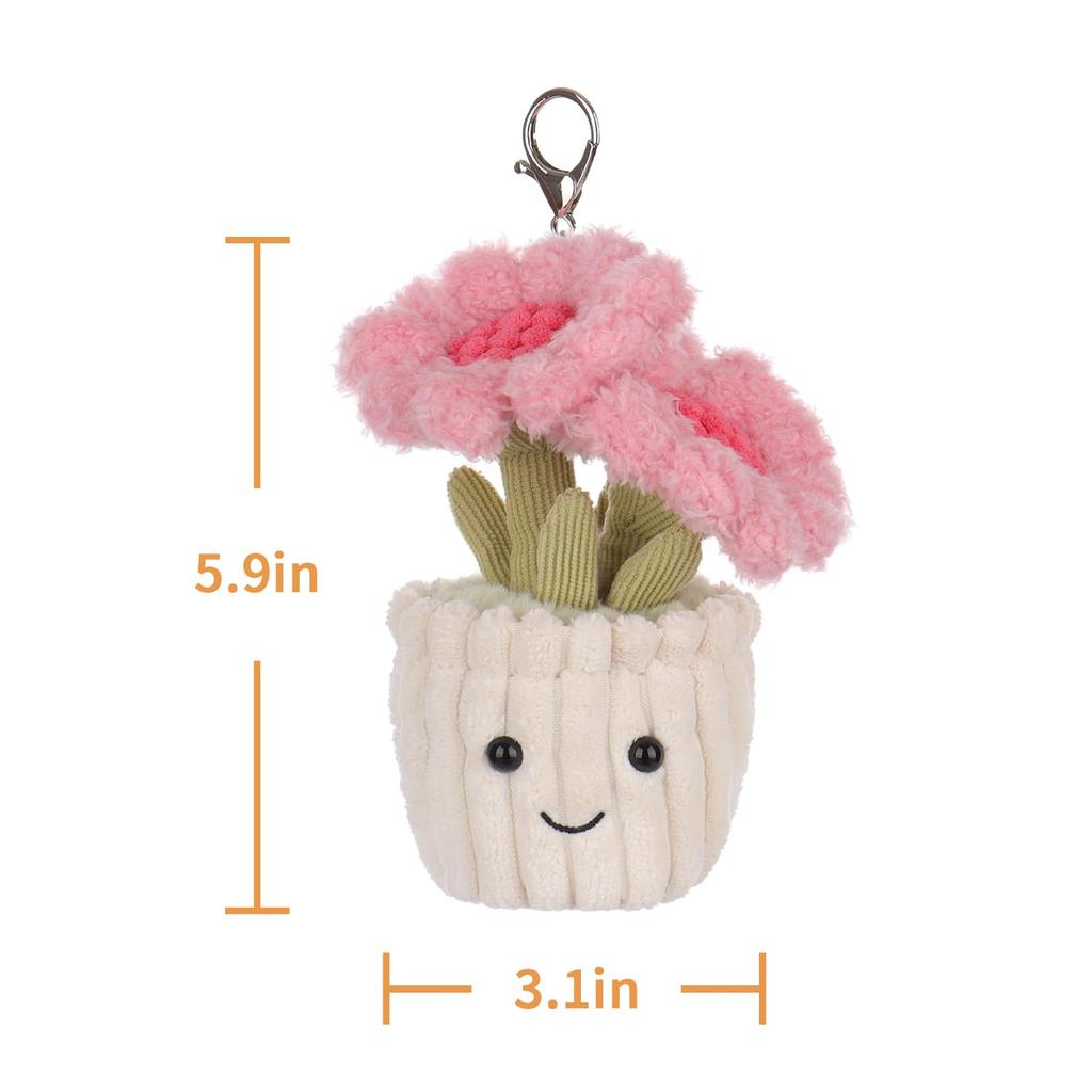 Potted Sunflower Cute Soft Animal Keychain Plush Suitable for Men and 15cm [Apricot Lamb] Toy, Women, Backpack, Wallet,