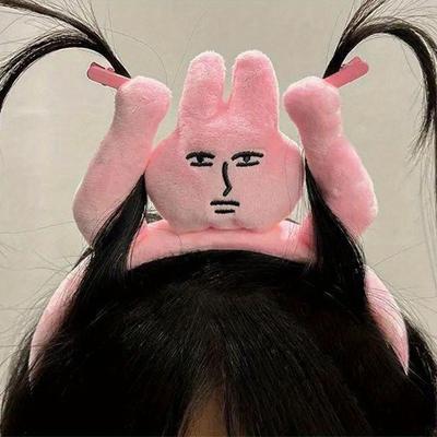 1pc Pink Rabbit Ear Funny Clips, Bangs Washing Face Headband, Cute Holiday Photo Props, Spring/Summer New Arrival, Suitable For Photo Shooting