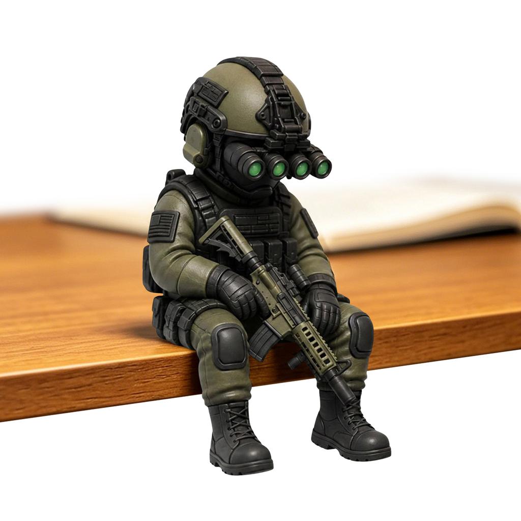 Miniature Tactic Soldier Figurine Small Resin Soldier Sculpture Desk Decor Operator Statue for Monitor/Computer Case/Bookshelf