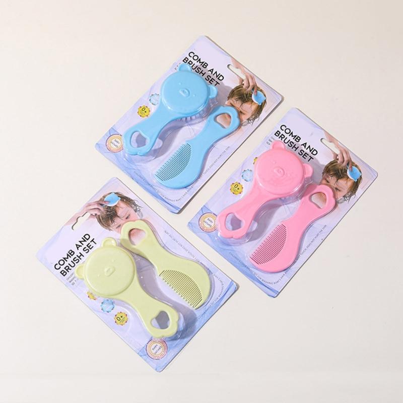 Infant Comb Kit with Hairbrush for Delicate Skin Feature Lovely Bear Pattern New Parents Essential Hair Care Tools