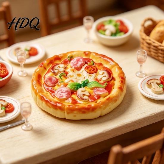 Doll Mansion Food Accessories 2Pcs Mini Resin Pizza Ornaments Realistic Miniatures Tiny Miniature Scene Decorations Ornaments for DIY Craft Project,