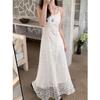2026 embroidery suspender dress pure desire style women's summer temperament fashion waist thin chic long skirt women's tide