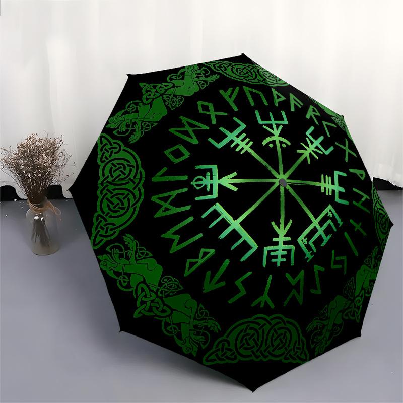 Viking Vegvisir Compass Umbrella, Portable 3-Fold Umbrella for Men & Women,Christmas Gift ES165