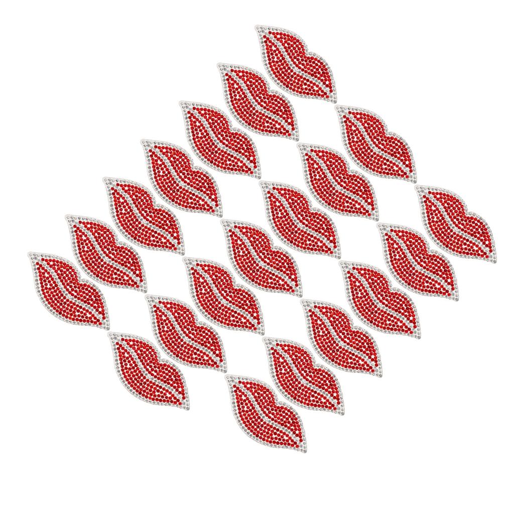 20Pcs Red Lip Rhinestones Resin Crystal Hot Diamond Pattern Clothing Decoration DIY Accessories