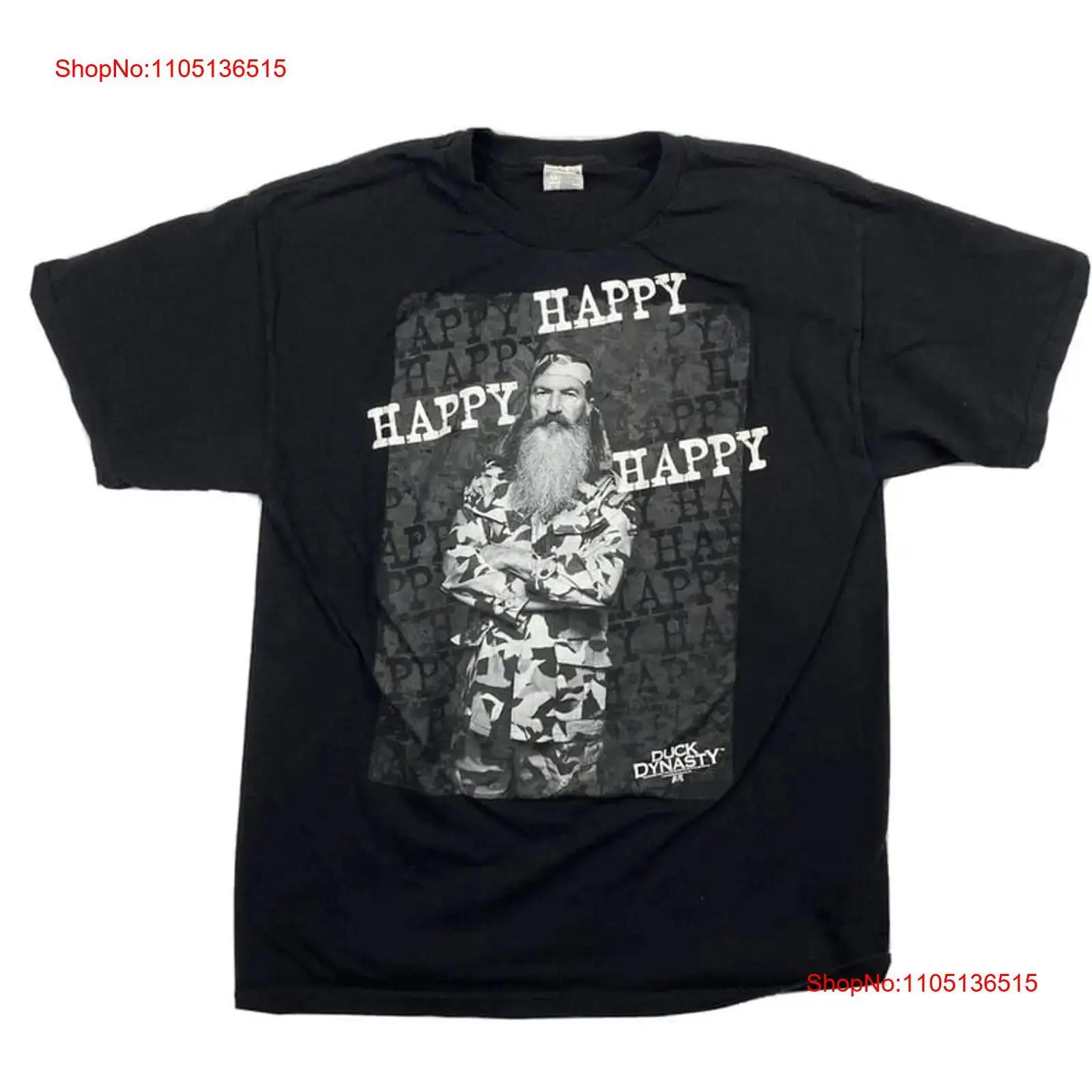 Duck Dynasty Happy Large T Shirt Phil Robertson Black vintage Washed fashion Comfortable Soft Unisex graphic Stretched S разноцветный