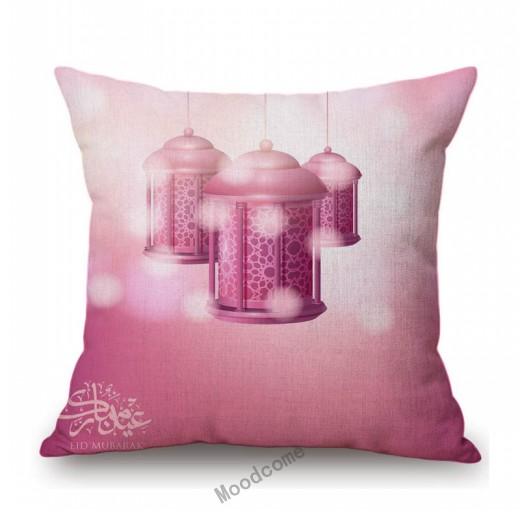 Pink Islamic Eid Mubarak Ramadan Arabic Decoration Cotton Linen Sofa Throw Pillow Case Moslem Muslim Art Car Cushion Cover Case