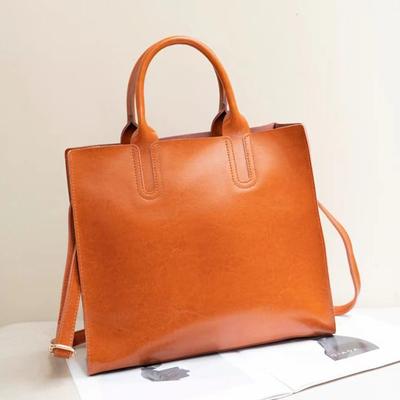 Genuine Leather Women's Bag New Fashionable Handbag Trendy Large Bag Large Capacity Bag Simple and Versatile Cowhide Tote Bag