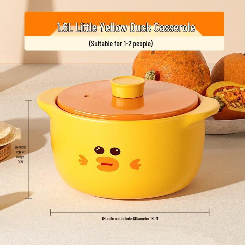 ZISIZ Little Yellow Duck Ceramic Casserole Pot