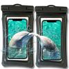 Set of 2 Fully Smartphone Case IPX8 Comfortable Face ID Underwater Strap Rain Black [Cool Leather-Look Material] & [Floating & Waterproof] Pouch,