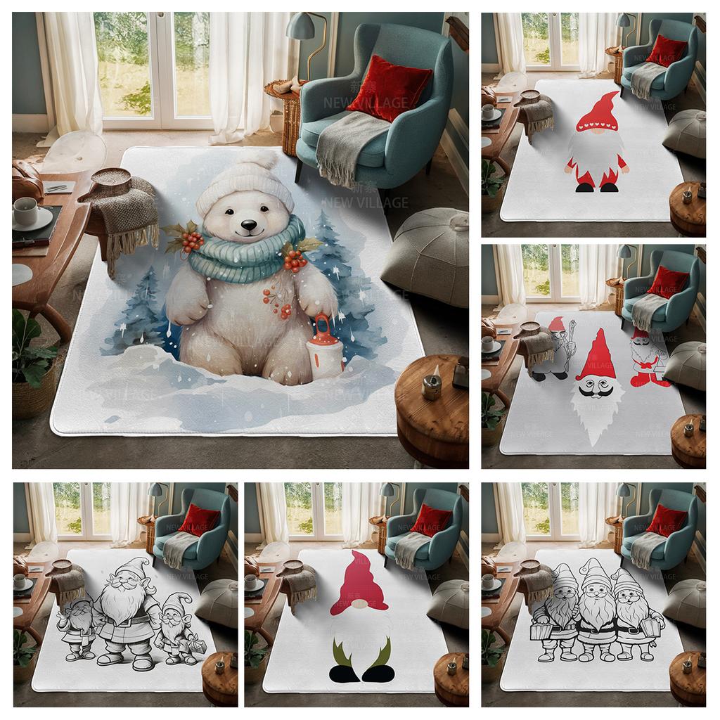 House Entrance Carpet Home Door Mat Living Room Bath Foot Bathroom Non-slip Water Absorption Rugs Bath Merry Christmas Winter