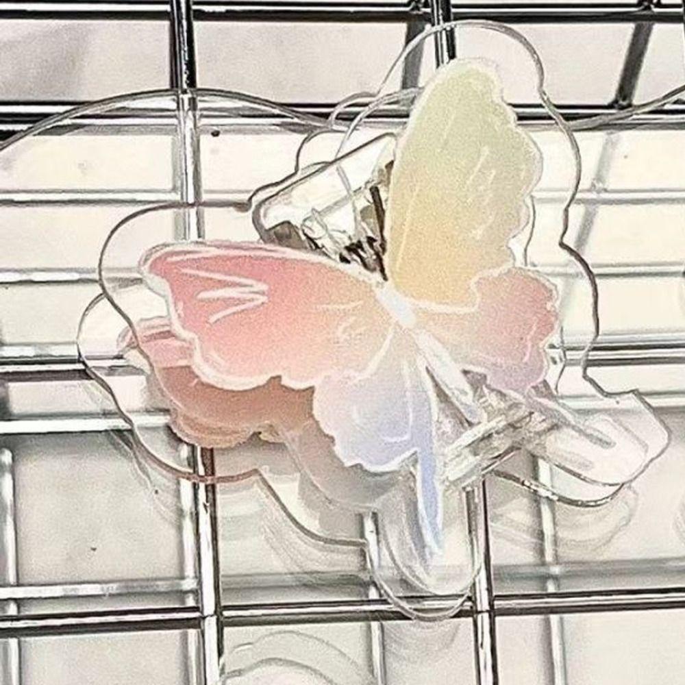 Gradient Butterfly Cute PP Clip Paperclip Cartoon Memo Clip Acrylic Paper Clip  Desk Organizer