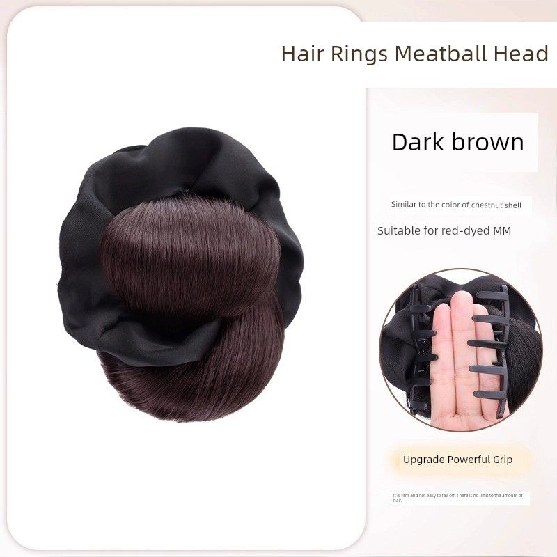 

Bun Wig Grip Female Updo Hair Bag Low Tie Bud-like Hair Style Natural & Fluffy Back Head Handy Gadget Wig Hair Ring Lazy low meatballs [dark brown] Bean Bag savior