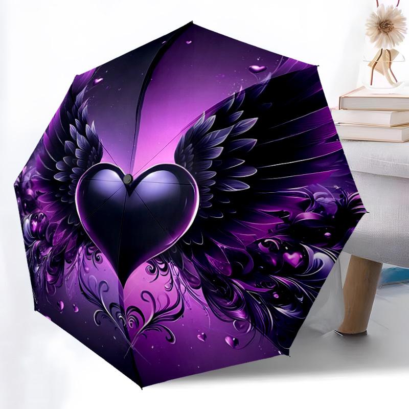1pc HeartWings Automatic Open/Close Umbrella Compact Folding Umbrella, All-Season Portable Umbrella for Women/Men094