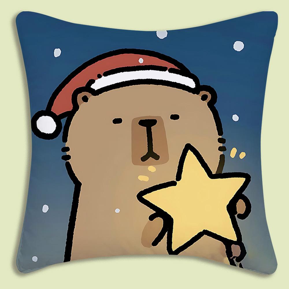 Pillow Covers Cartoon Capybara Sofa Decorative Home Double-sided Printing Short Plush Cute Cushion Cover