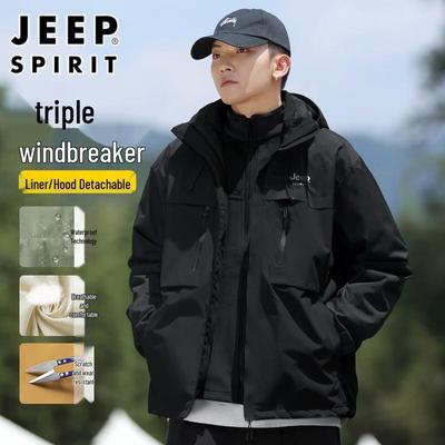 JEEP SPIRIT Unisex 3-in-1 Outdoor Windbreaker Jacket