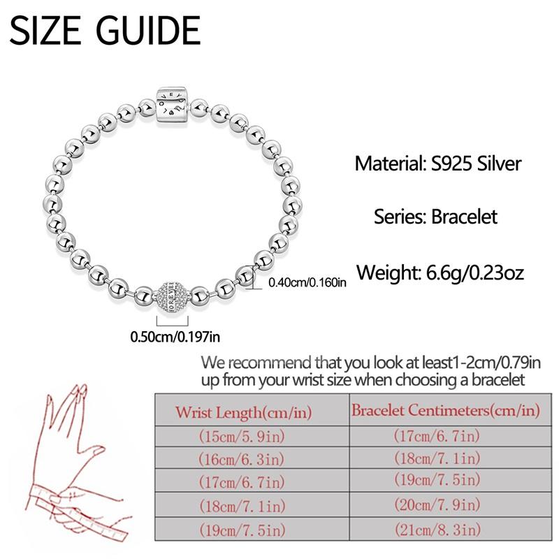Original 17-20CM 925 Silber Klassisches Liebe Für Immer Perlenarmband Für Frauen Feiner Jahrestag Schmuck