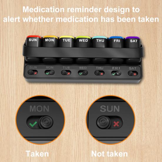 Weekly Pill Organizer Leakproof Large Capacity Multipurpose Compact Portable 7-Day Travel Pill Case Daily Medicine Organizer
