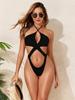 Modischer Bikini-Badeanzug mit Neckholder, rückenfrei, figurbetont für den Urlaub