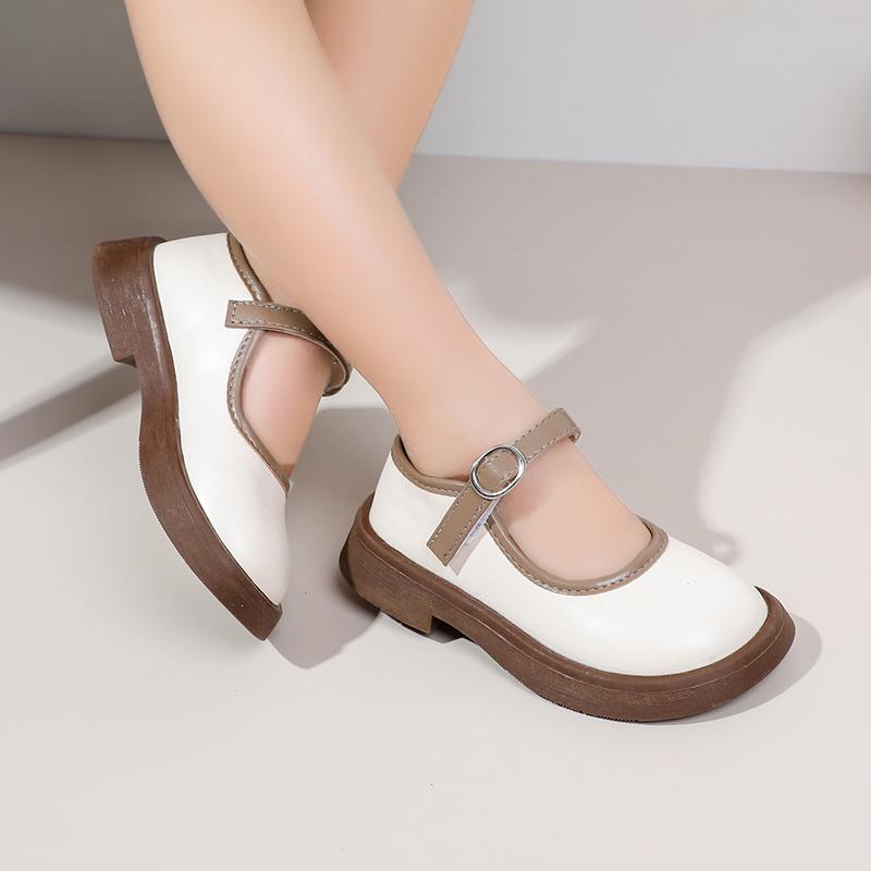 Children Fashion Girls Loafers Color Matching Soft Breatheable Cute Kids Versatile Soft Breatheable Boys Leather Shoes Simple