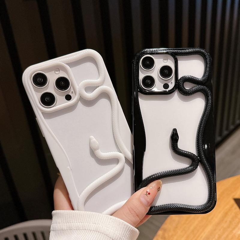 Überzug 3D Schlangenform Mode Hohl Hülle für iPhone 16 Pro Max 15 Pro 14 Plus 13 12 11 Stoßfeste weiche Silikon-Telefonabdeckung