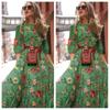 Abito Maxi Vintage a Fiori Stampa Floreale Primavera Moda Donna da Ufficio Elegante Manica Lunga Girocollo Abiti da Donna