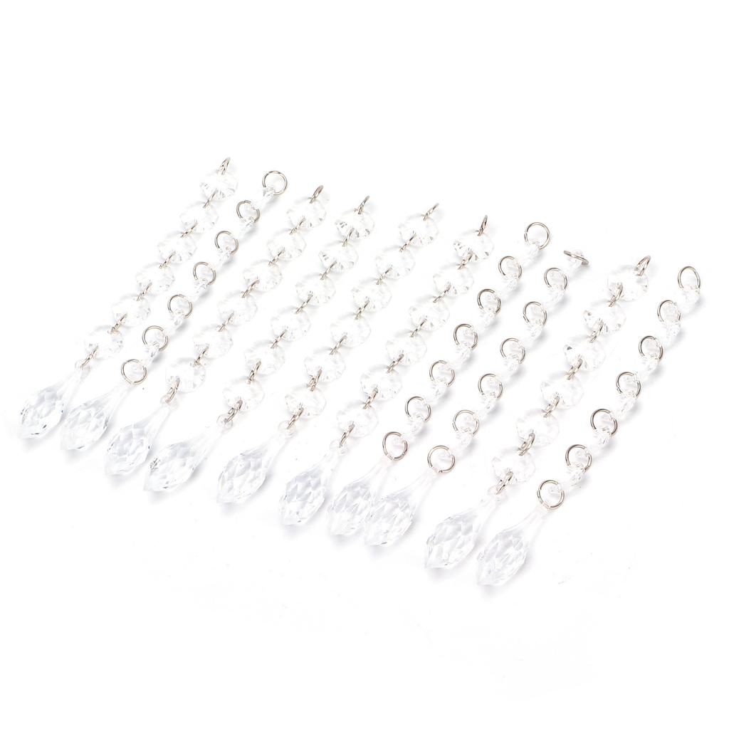 10Pcs Acrylic Teardrop Pendant Garland Hanging Beads Lighting Transparent Decorative Beads for