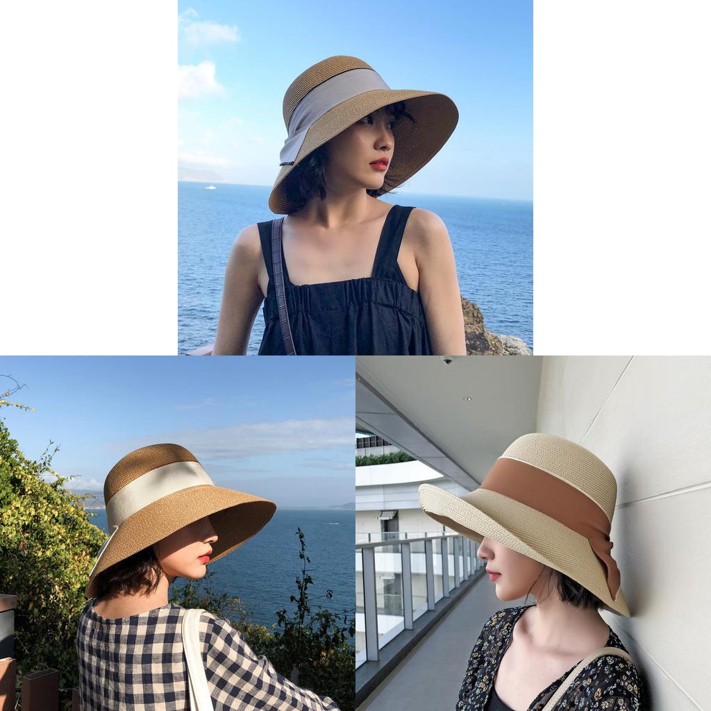 Straw Hat For Women Summer Foldable Sun Hat With Butterfly Bow For Beach And Outdoor Activities