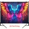 2D Plane Featuring Vibrant Digital Art Illustrations In Neon Colors Depicting Angel Wings and Halos