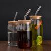 Hohes Borosilikatglas Cola-Strohhalmbecher mit Deckel - Transparent, Einschichtig, Beliebtes Haushaltsdesign