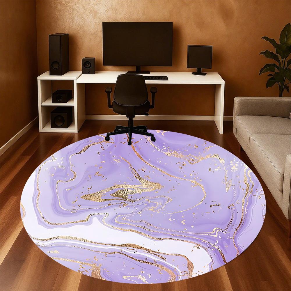 1pc Marble Texture Gold Foil Round Chair mat Area Rug - Non-Slip, Floor Mat for Office, Bedroom, and Indoor Decor c1125337