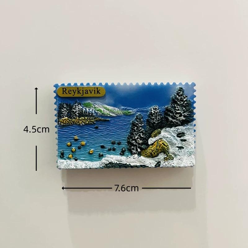 Iceland Reykjavik Resin Fridge Magnet Stickers Travel Souvenir Gift Landscape Refrigerator Magnet Home Kitchen Decor
