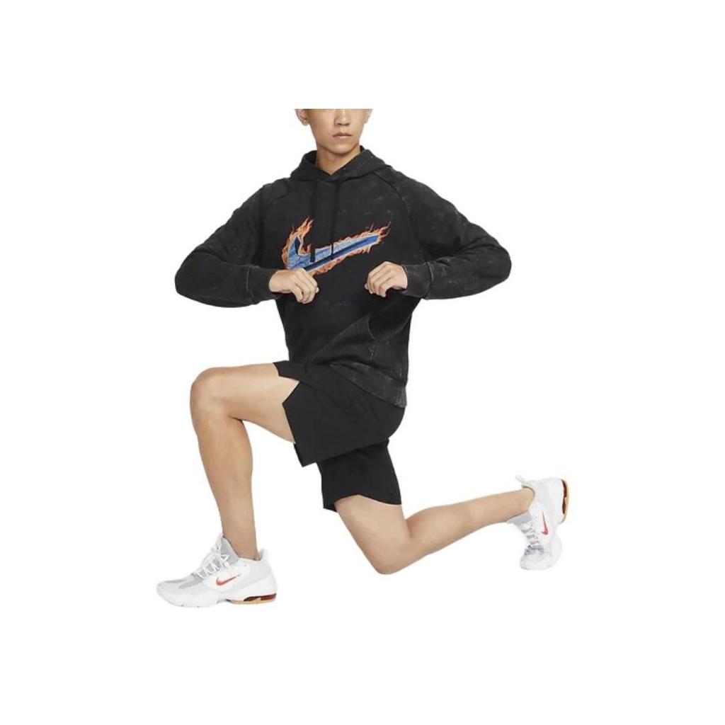 Nike Dri-Fit Swoosh Logo Print Langarm-Hoodie Herren Hoodie Schwarz DX1556-010