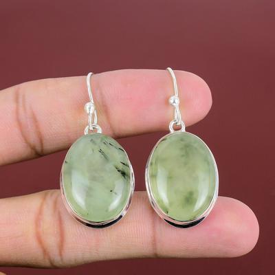 Moss Prehnite Earring Handmade Earrings Genuine Gemstone Jewelry 925 Sterling Silver Earring Unique Moss Prehnite Jewelry Anniversary Gifts