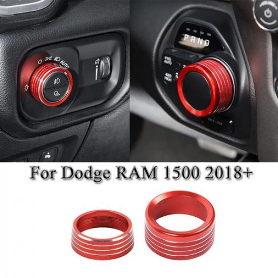 

Red 18+ For Dodge RAM 1500 Gear Shift Headlight Lamp Knob Switch Cover Trim Ring