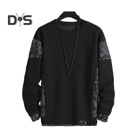 

Мужская повседневная толстовка с вафельным дизайном, поддельный двухкомпонентный топ с длинными рукавами и круглым вырезом, пуловер для уличной вечеринки L