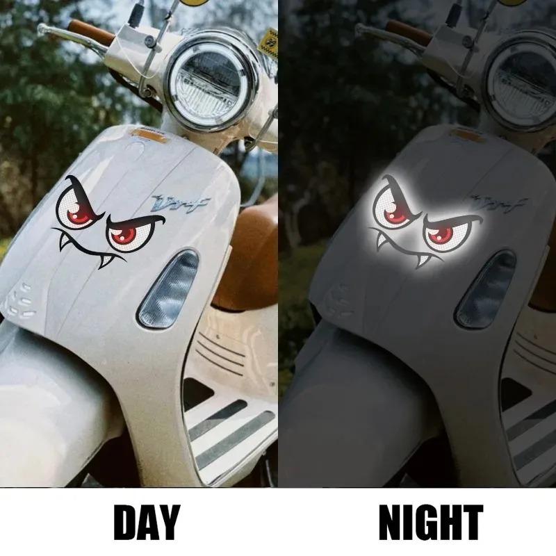 3types Car Night Light Safety Reflective Stickers Devil's Eyes Reflective Warning Stickers Auto Decoration Exterior Accessories