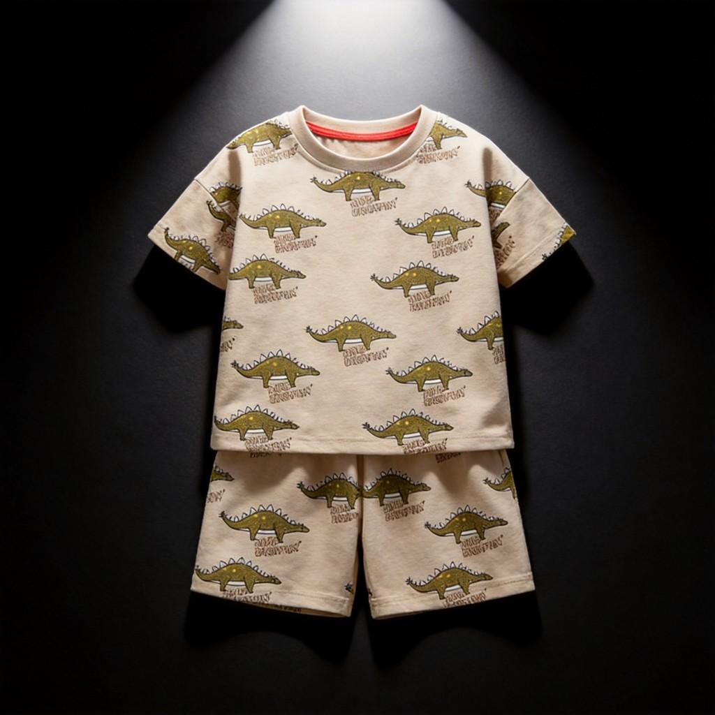 Boys Summer Outfit Cotton Short Sleeve Tshirt And Shorts Set For Kids Ages 3 To 8