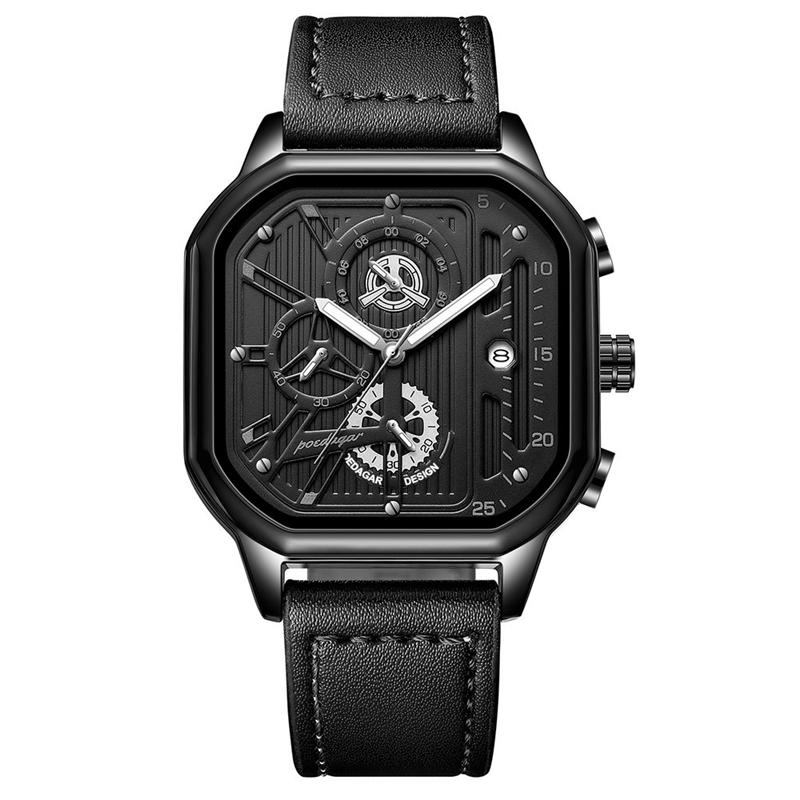 2024 Mighty Domineering Main Fashion Design Sports Watch Multifunction Pointer Dial Waterproof Luminous Leather Strap Luxury Quartz Watch