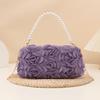 Elegant Women 3D Rose Floral Shoulder Bag Romantic Flower Pattern Pearl Handle Detachable Chain for Prom Graduation