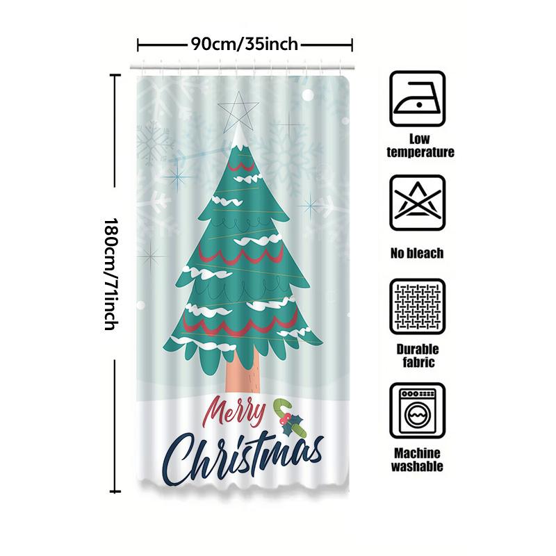 Tuniu Festive Christmas Bathroom Decor Shower Curtain Cute Holiday Forest Design Waterproof Fabric Vibrant Colors Charming Winte