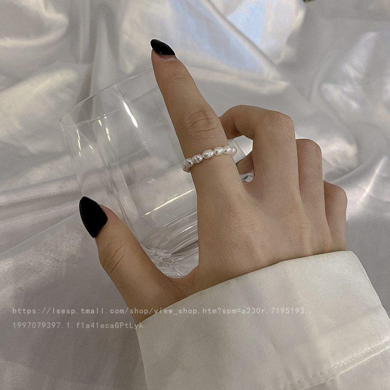 Internet Celebrity Ring Fashion Ring Pearl Elastic Ring Shell Love Ring Vintage