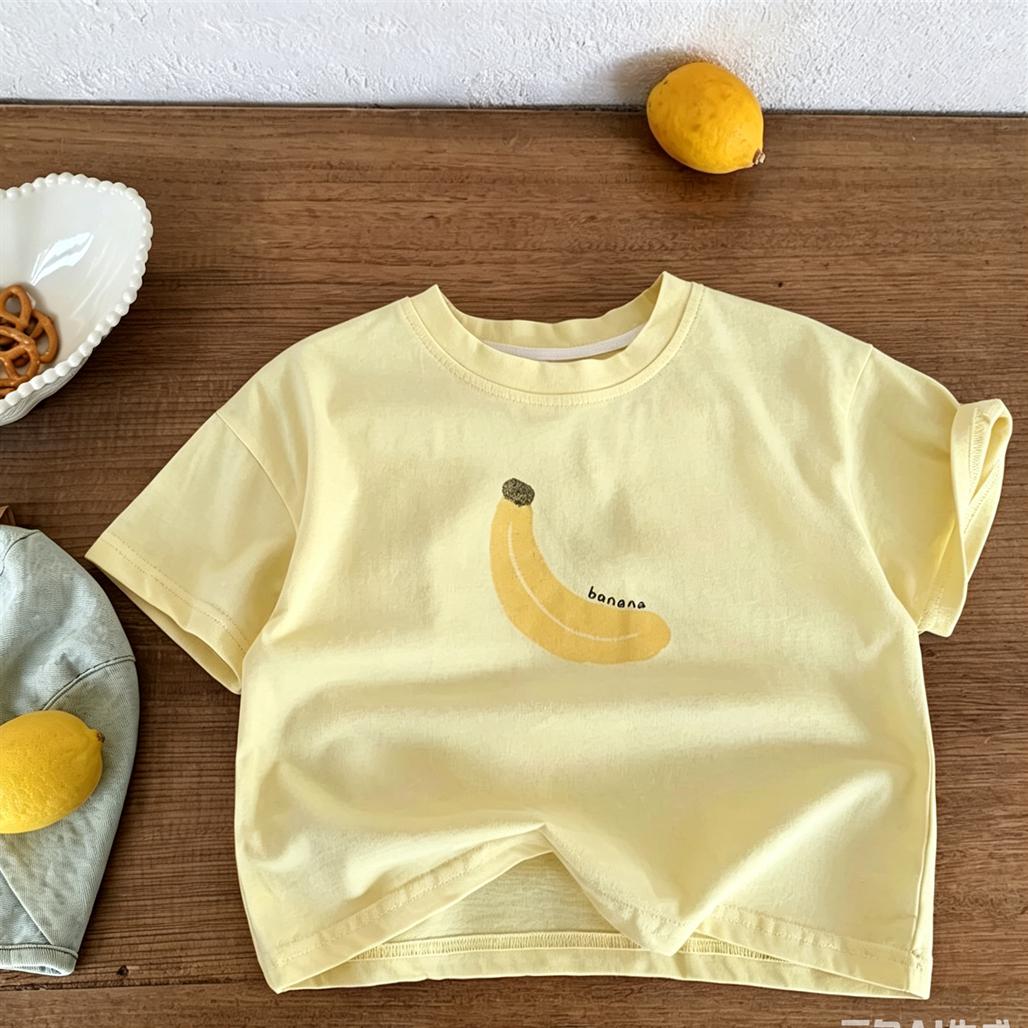 Fruit cartoon print summer casual cotton comfortable shortsleeved shirt 100