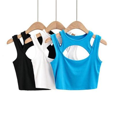 Verão nova chegada feminina cor sólida sexy causal 2 peça recortada-tops tanques para senhoras