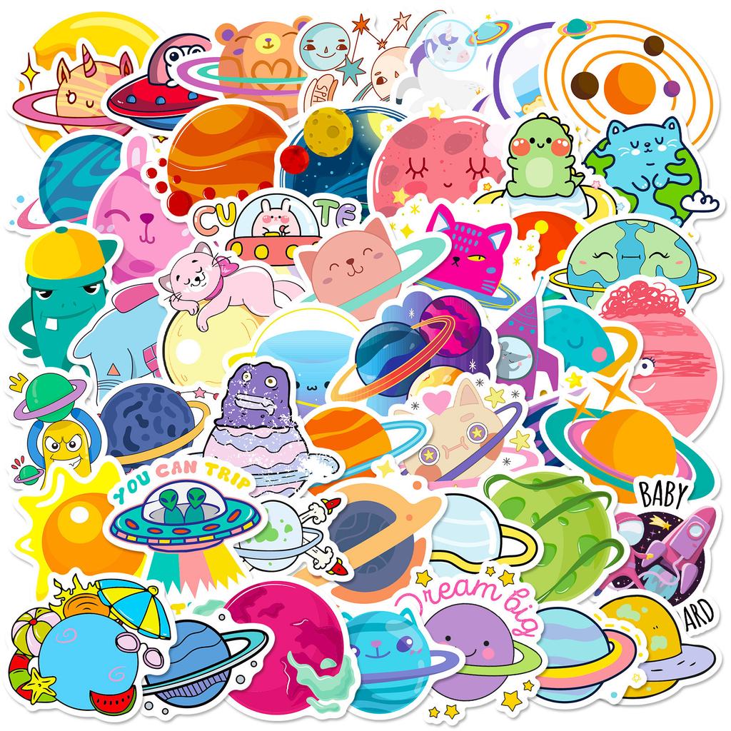 50 Universe Planet Stickers INS Wind Personality Galaxy Planet Cartoon Doodle Student