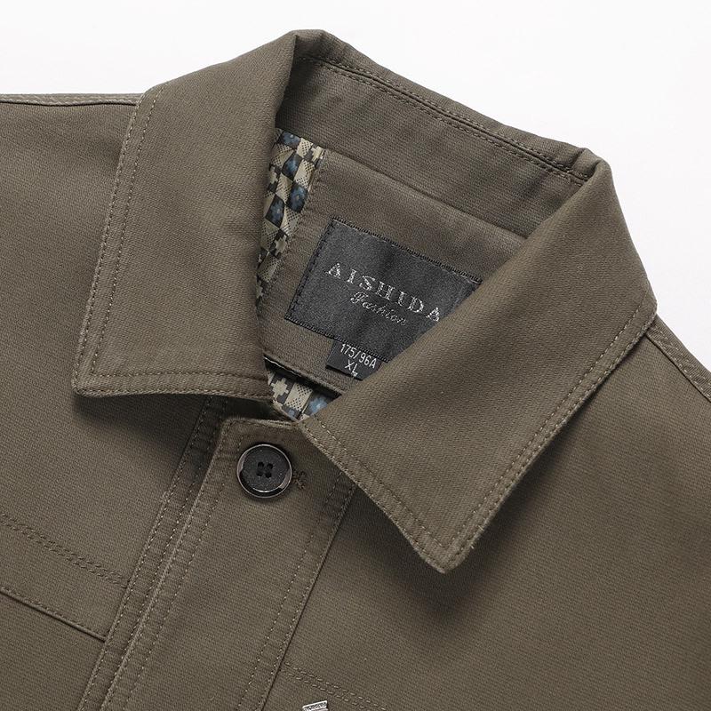 Men's Spring & Autumn Pure Cotton Lapel Jacket: Casual, Loose Fit for Middle-aged & Elderly